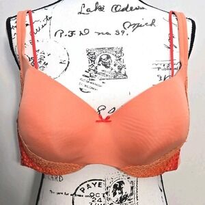 Cacique Full Coverage Bra 42DDD  Lined‎ Coral Smooth Underwire Sexy Lingerie
